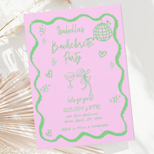 Invitation Tendance Quirky Wavy Hand Drawn Bachelorette Party