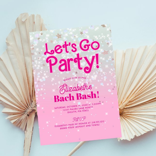 Invitation Tendance rose Allons à la fête Bachelorette Party (Créateur téléchargé)
