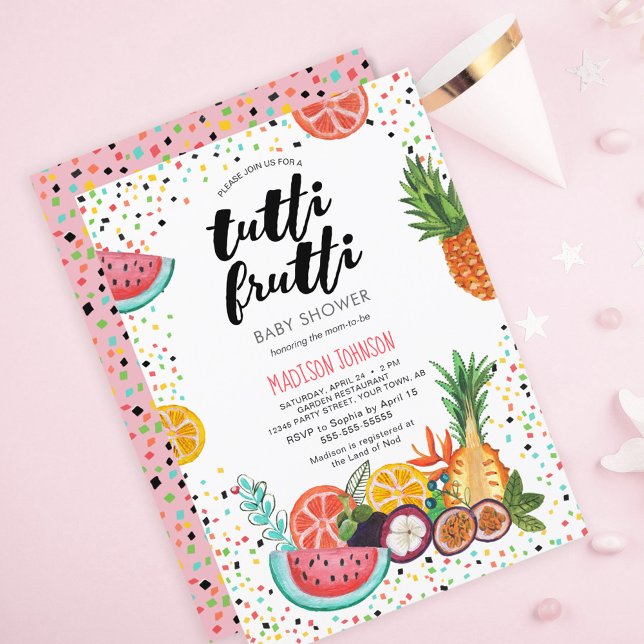 Invitation Tendance | Rose | Baby shower Tropical Tutti Frutt (Créateur téléchargé)