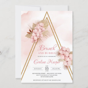 Invitation Tendance Rose Pâle Orchidée Paume Sèche Brunch 