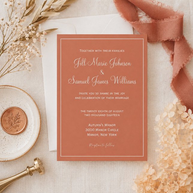 Invitation Tendance Terracotta Élégance Mariage Moderne Minim (Créateur téléchargé)