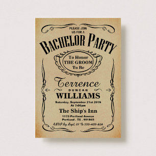 Invitation Tendance Typographie Vintage Bachelor Party