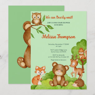 Invitation Tendance Woodland Forest amis Animaux Baby shower