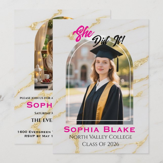 Invitation Tendances de photo de remise de diplôme 2026  (Devant / Derrière)