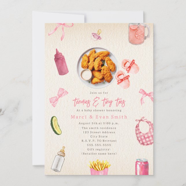 Invitation Tendies Petits Orteils Fille de Tendres de Poulet  (Devant)
