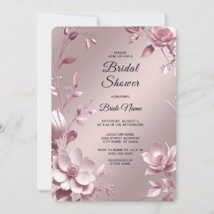 Invitation Tendre cadre floral rose pour Baby Shower