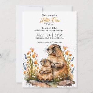 Invitation Tendres marmottes dans une prairie printanière
