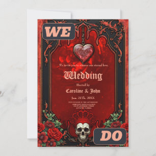 Invitation Ténèbres royales, coeur gothique et crâne