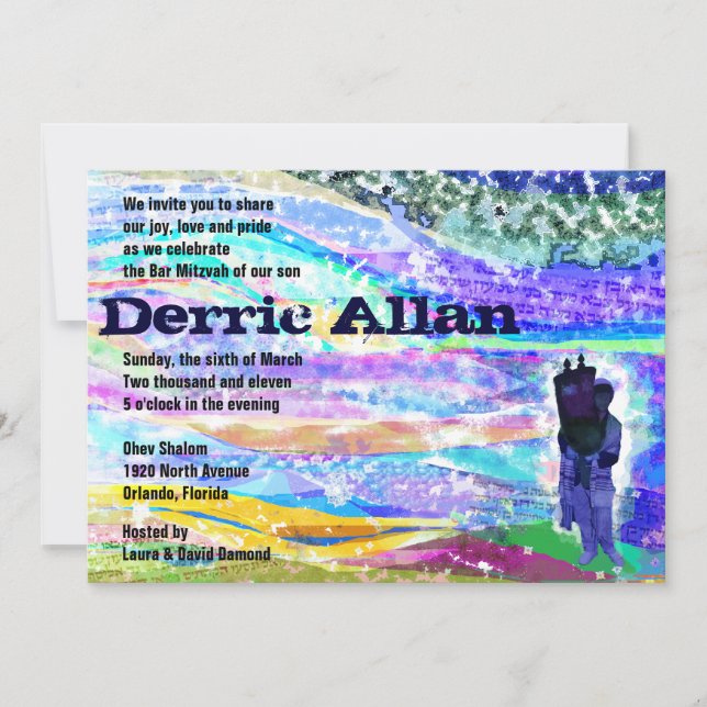 Invitation Tenir l'invitation Torah Bar Mitzvah (Devant)