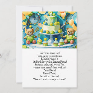 Invitation Tennis 1er anniversaire pour garçon