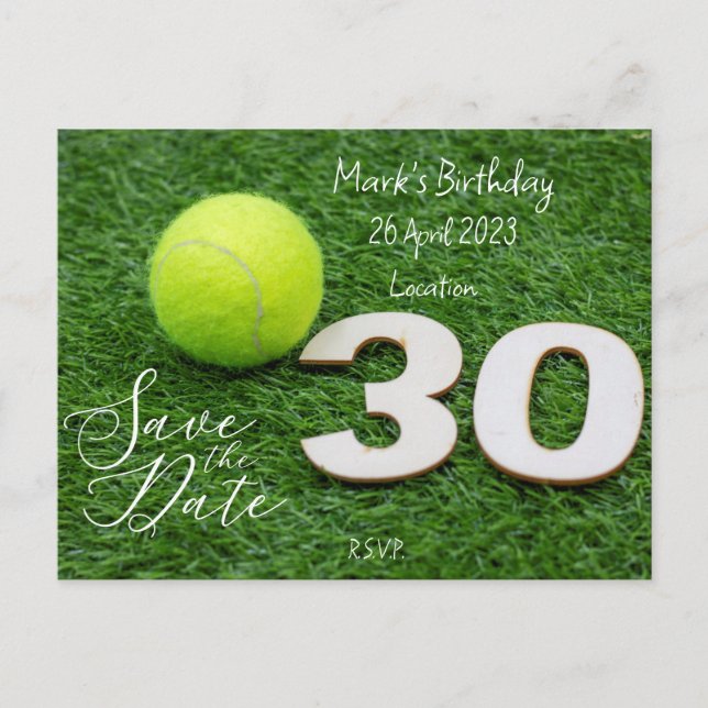 Invitation "Tennis 30 ans" Enregistrez la date (Devant)