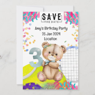 Invitation Tennis 3e anniversaire Save Date for Party
