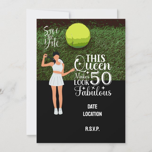 Invitation Tennis 50ème et Fabuleux fête d'anniversaire (Devant)