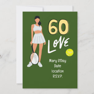 Invitation Tennis 60e anniversaire pour femme joueur