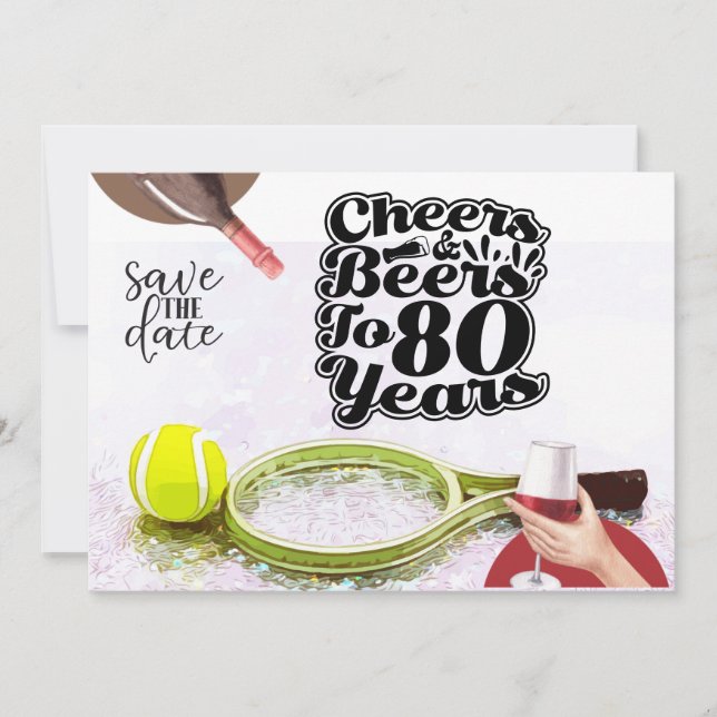 Invitation Tennis 80e anniversaire Save the Date party (Devant)