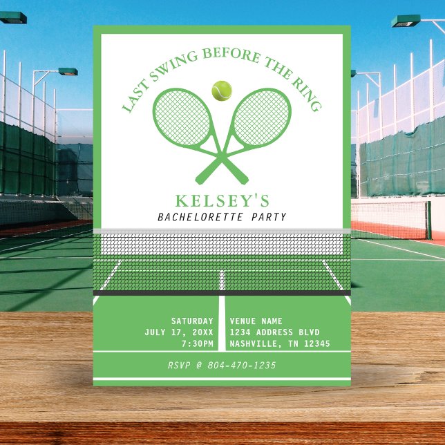 Invitation Tennis Bachelorette Dernière swing avant l'anneau (Tennis Bachelorette Last Swing Before the Ring Invitation
)