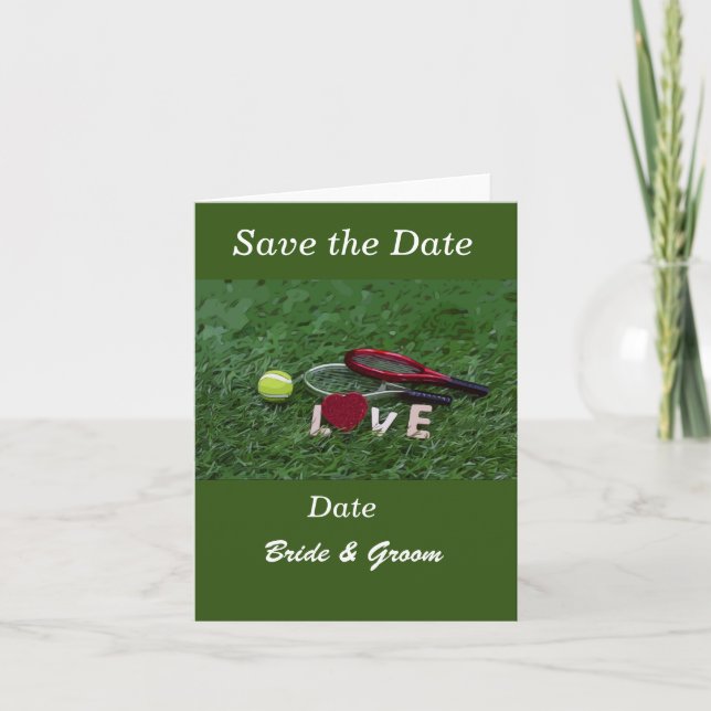 Invitation Tennis ball et l'amour du mot sur vert enregistrer (Devant)