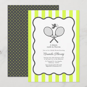 Invitation Tennis Ball Jaune & Charbon Mariage Préparatoire
