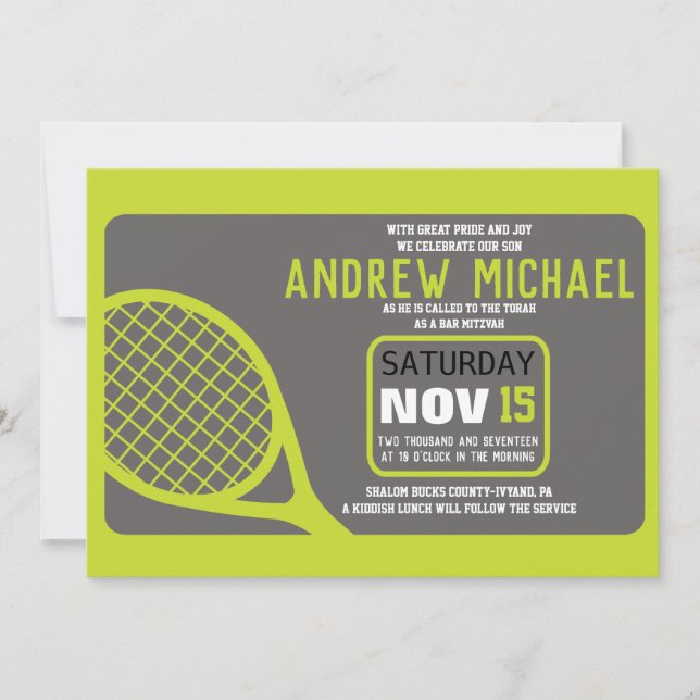Invitation TENNIS Bar Mitzvah (Devant)