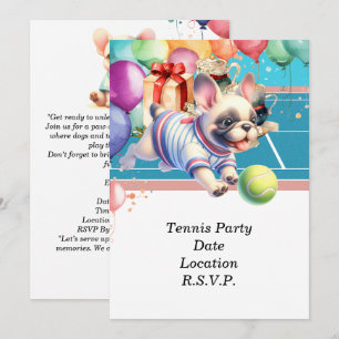 Invitation Tennis Chien fête d'anniversaire