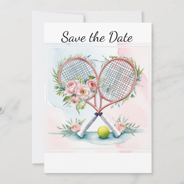 Invitation Tennis Enregistrer la date pour Joueur mariage aqu (Devant)