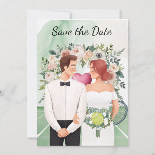 Invitation Tennis Enregistrer la date pour Joueur mariage aqu
