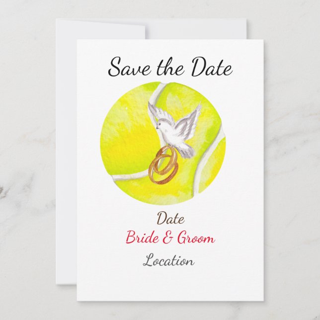 Invitation Tennis Enregistrer la date Tennis Player mariage (Devant)