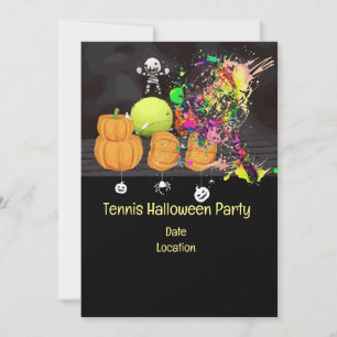 Invitation Tennis Halloween Party avec balle de tennis et fan