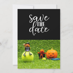 Invitation Tennis Halloween Party avec balle de tennis et fan