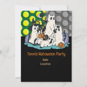 Invitation Tennis Halloween Party avec balle de tennis et fan