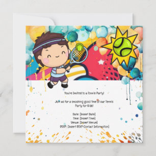Invitation Tennis Kid Birthday Party