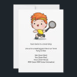 Invitation Tennis Kid Birthday Party<br><div class="desc">Célébrez la journée spéciale de votre enfant avec notre invitation de Tennis Birthday Party! Ce design sportif et dynamique est parfait pour les amateurs de tennis de tous âges. L'avant présente une illustration dynamique sur le thème du tennis avec espace pour personnaliser le nom de votre enfant et les détails...</div>