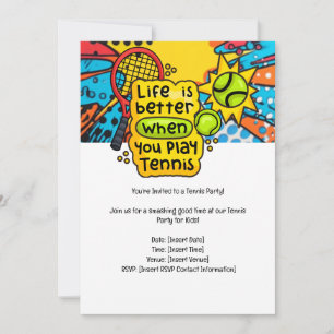 Invitation Tennis Kid Birthday Party