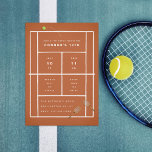 Invitation Tennis Match Watch Party Tennis Birthday Party<br><div class="desc">Personnaliser pour votre événement ; illustration originale du court de tennis en argile rouge</div>