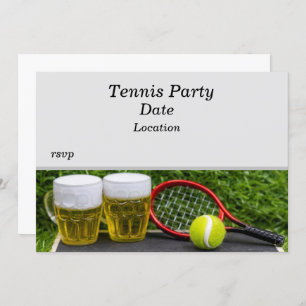 Invitation Tennis Party avec boule de raquettes et bière