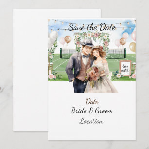 Invitation Tennis Sauvegardez la date du mariage du joueur de