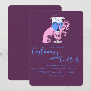 Invitation Tentacule de Pieuvre Cocktail et Costumes Hallowee