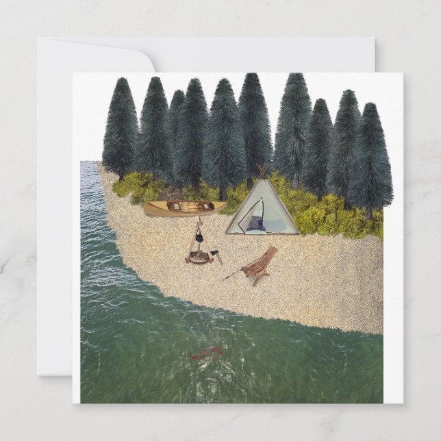 Invitation Tente Camping au bord de la rivière (Devant)