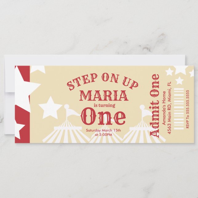 Invitation Tente Cirque moderne Anniversaire Ticket Party (Devant)