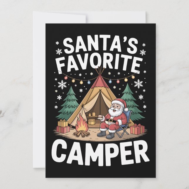 Invitation Tente de camping de Noël au feu de camp préféré du (Devant)