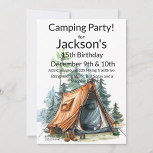 Invitation Tente de camping, Scène Anniversaire