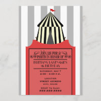 Tente de cirque noir et blanc avec billet rouge An