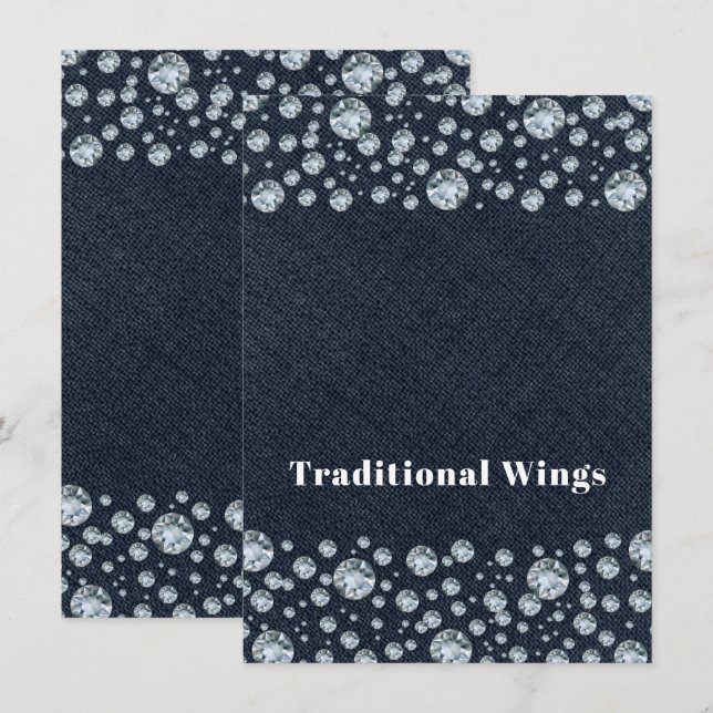 Invitation Tente de table de nourriture Denim & Diamonds Blin (Devant / Derrière)