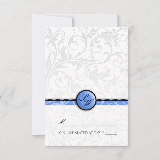 Invitation Tente Pliante à Monogramme Tourbillon Bleu Porte-N (Devant)