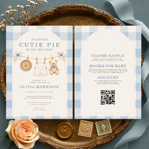 Invitation Tenue de bébé garçon sur fil à linge pour Baby Sho