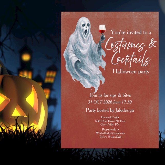Invitation Tenue de fantôme effrayant Cocktail Soirée Hallowe (Créateur téléchargé)