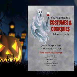 Invitation Tenue de fantôme effrayant Cocktail Soirée Hallowe