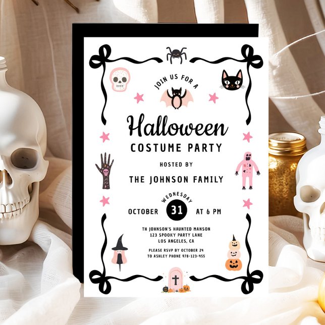 Invitation Tenue de fête d'Halloween Coquette Mignonne (Cute Coquette Halloween Costume Party Invitation)