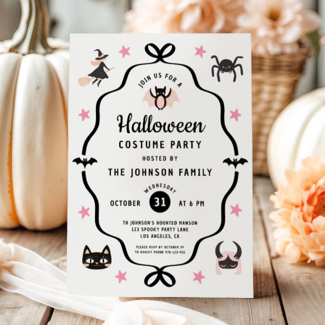 Invitation Tenue de fête d'Halloween Coquette Mignonne (Cute Coquette Halloween Costume Party Invitation)