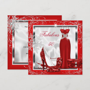Invitation Tenue de fête fabuleuse 50 robes talons argent rou